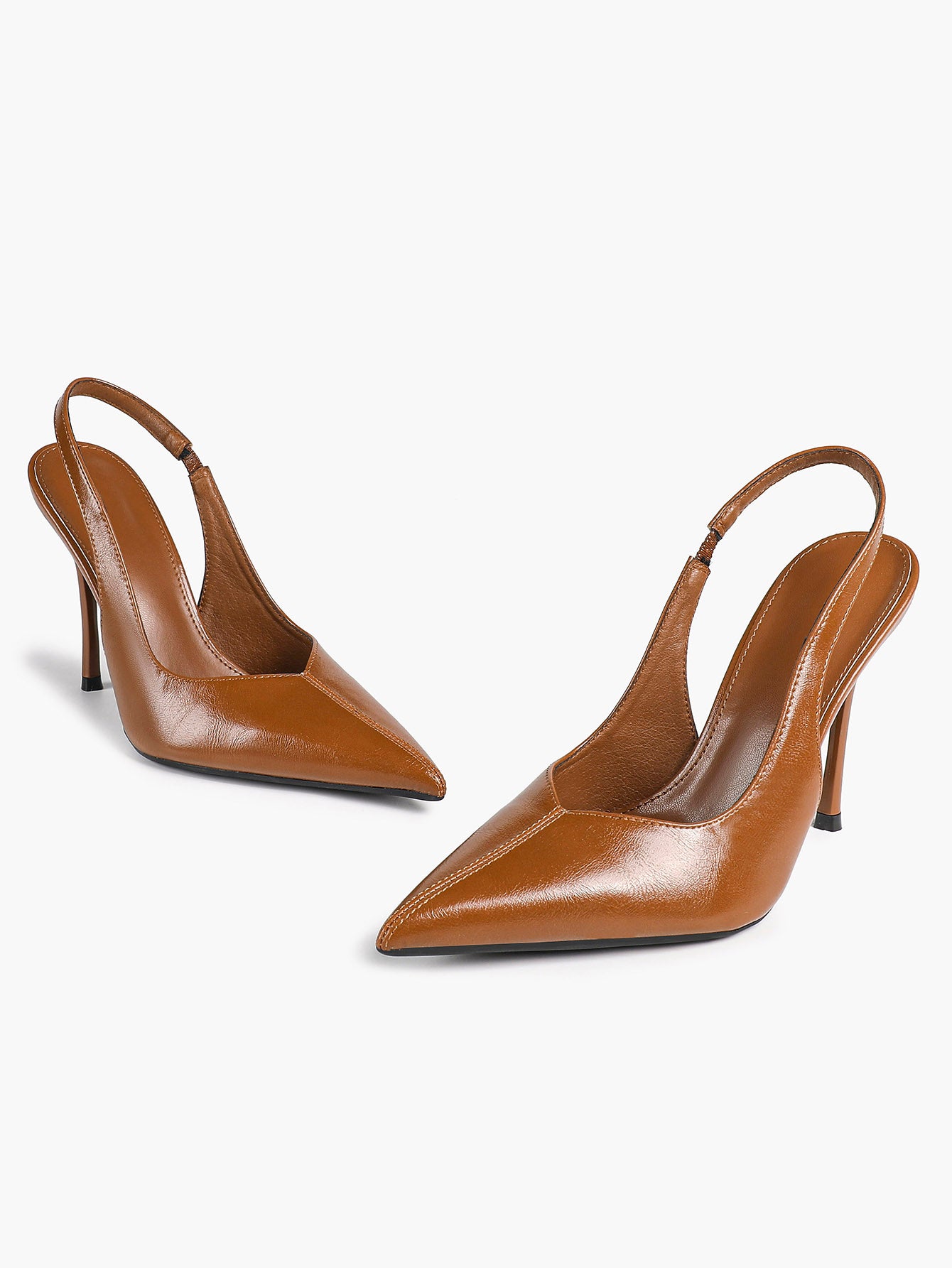 Pointed Toe Slingback Heels Patent Leather Sleek Stilettos Office Formal Event
