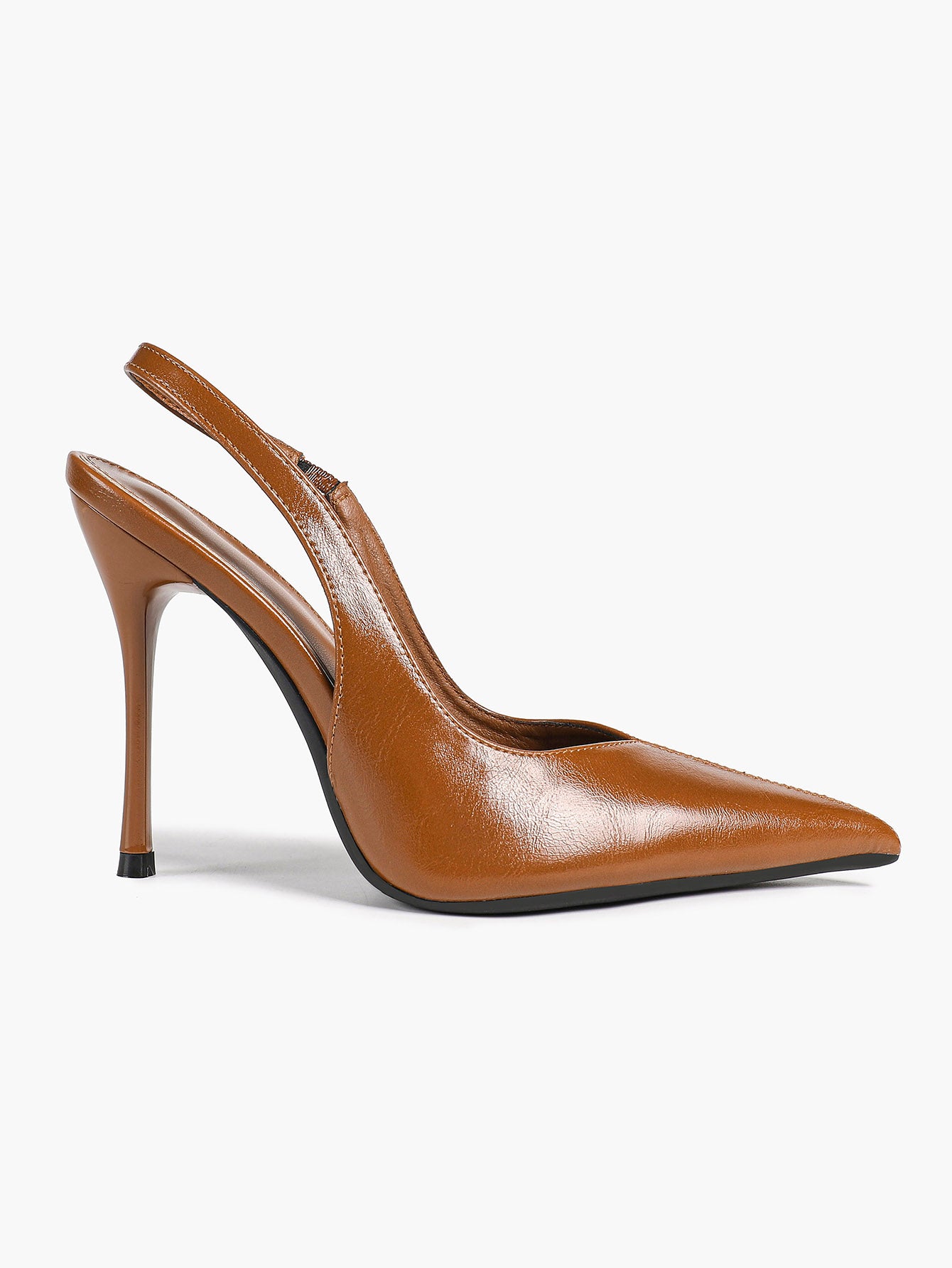 Pointed Toe Slingback Heels Patent Leather Sleek Stilettos Office Formal Event