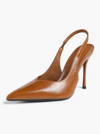 Pointed Toe Slingback Heels Patent Leather Sleek Stilettos Office Formal Event