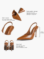 Pointed Toe Slingback Heels Patent Leather Sleek Stilettos Office Formal Event