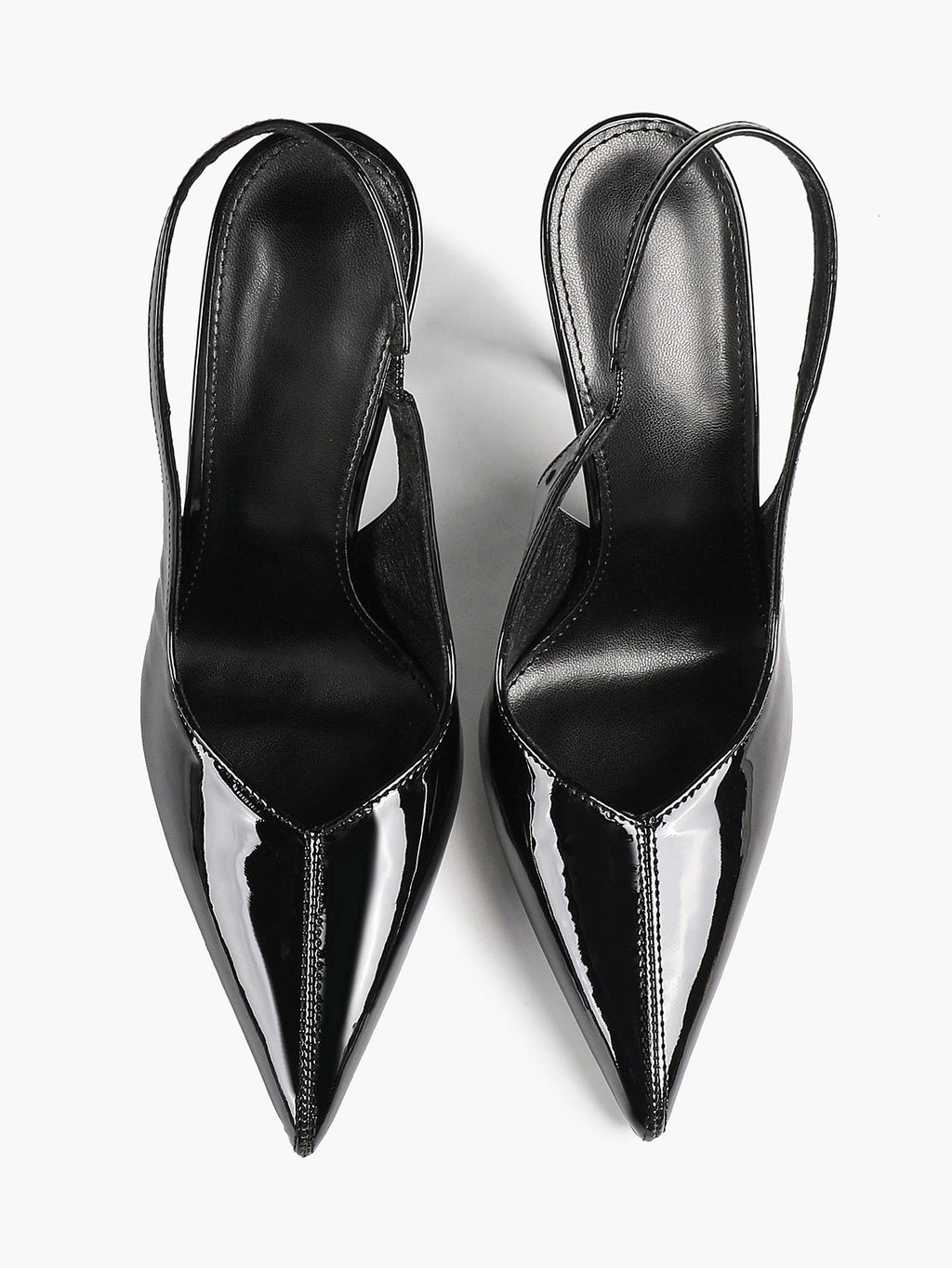Pointed Toe Slingback Heels Patent Leather Sleek Stilettos Office Formal Event