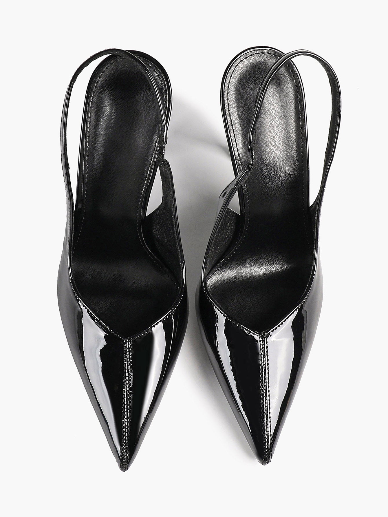 Pointed Toe Slingback Heels Patent Leather Sleek Stilettos Office Formal Event