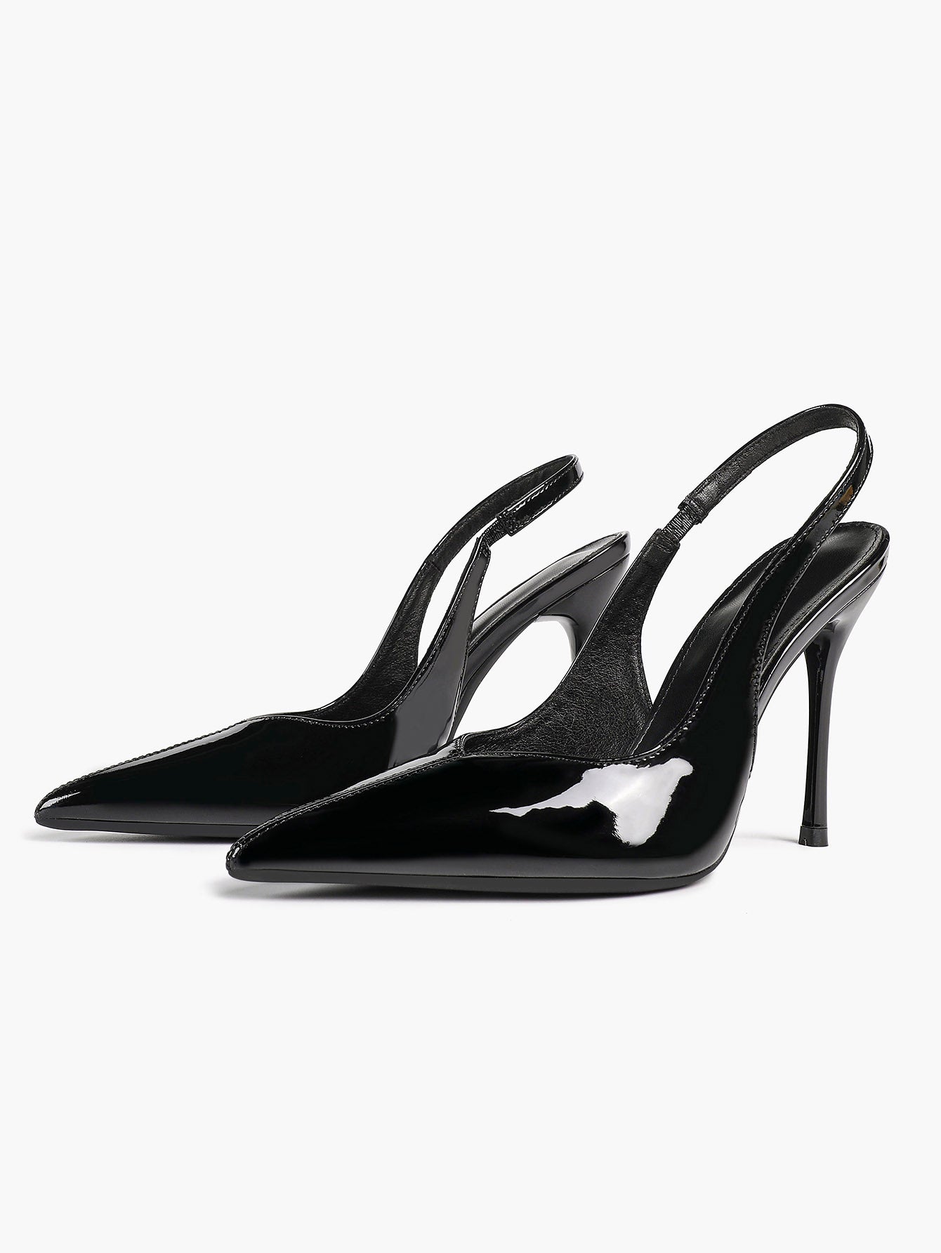 Pointed Toe Slingback Heels Patent Leather Sleek Stilettos Office Formal Event