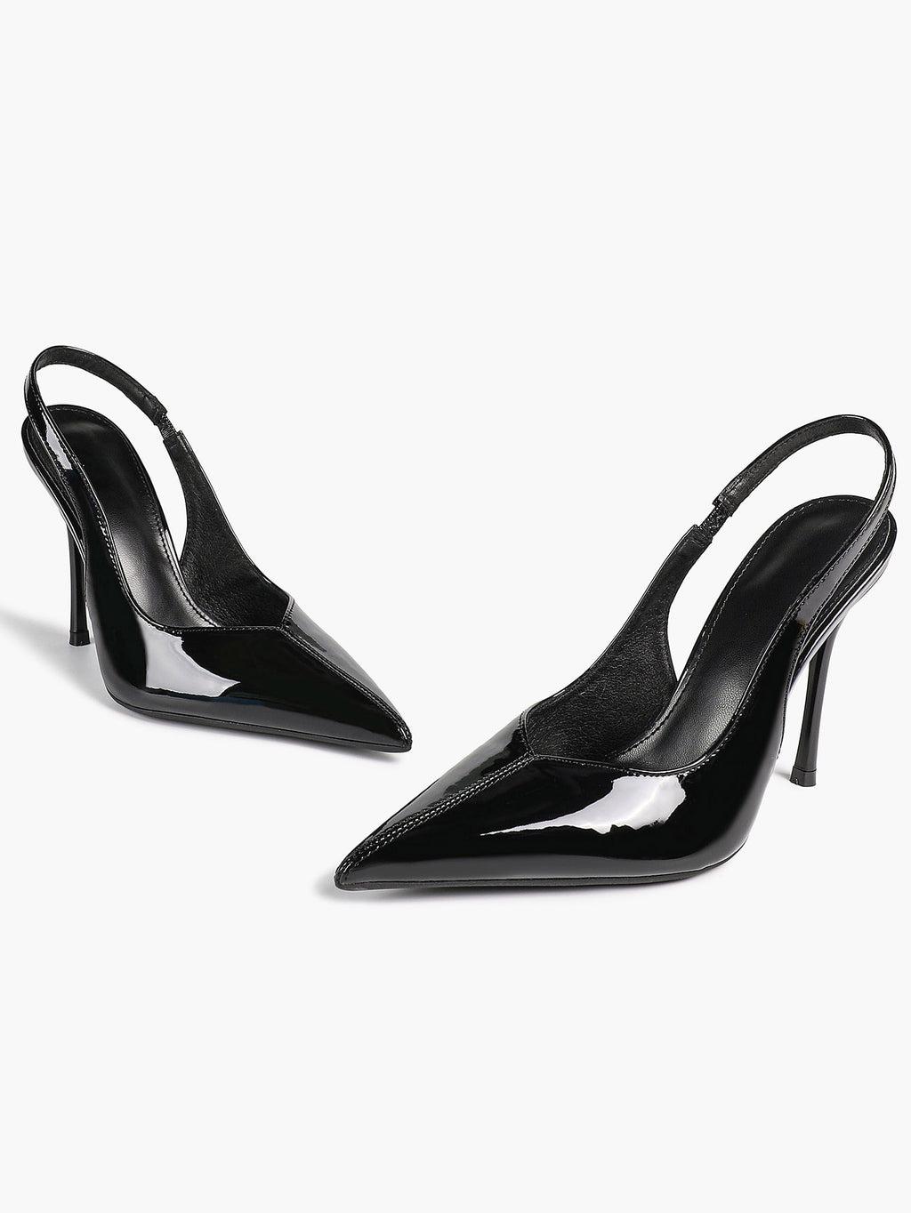 Pointed Toe Slingback Heels Patent Leather Sleek Stilettos Office Formal Event
