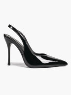 Pointed Toe Slingback Heels Patent Leather Sleek Stilettos Office Formal Event