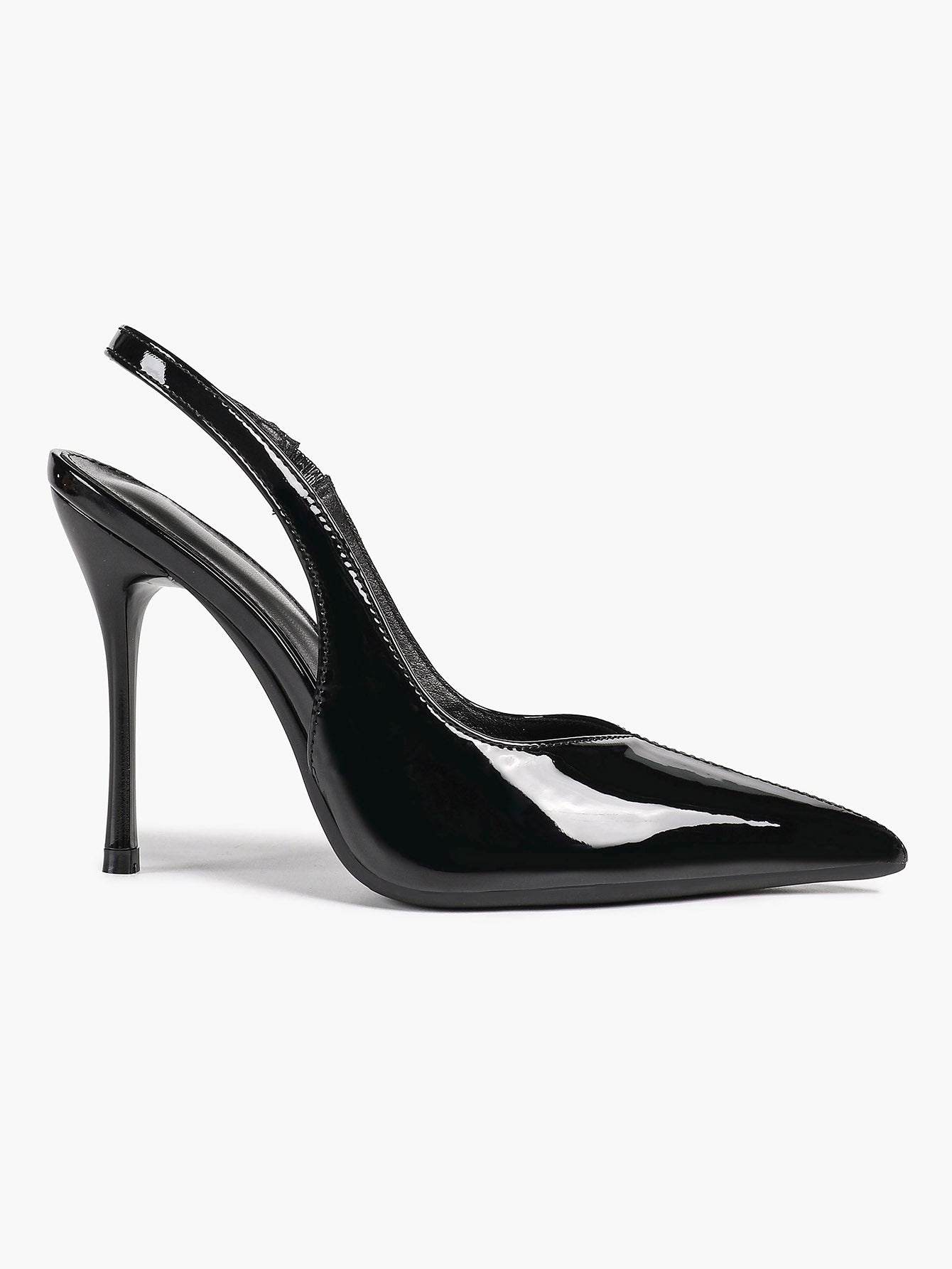 Pointed Toe Slingback Heels Patent Leather Sleek Stilettos Office Formal Event