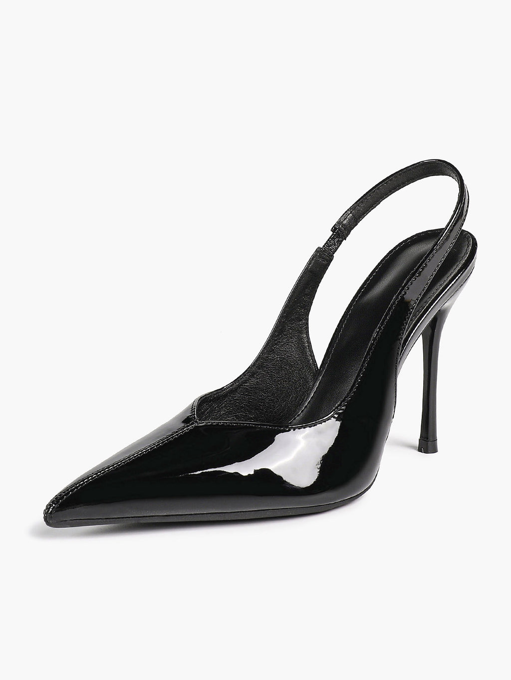 Pointed Toe Slingback Heels Patent Leather Sleek Stilettos Office Formal Event