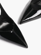 Pointed Toe Slingback Heels Patent Leather Sleek Stilettos Office Formal Event