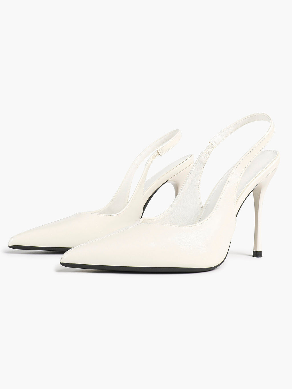 Pointed Toe Slingback Heels Patent Leather Sleek Stilettos Office Formal Event