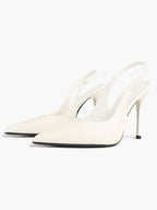 Pointed Toe Slingback Heels Patent Leather Sleek Stilettos Office Formal Event