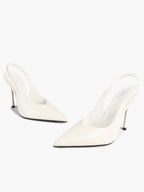 Pointed Toe Slingback Heels Patent Leather Sleek Stilettos Office Formal Event