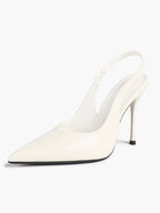 Pointed Toe Slingback Heels Patent Leather Sleek Stilettos Office Formal Event