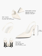 Pointed Toe Slingback Heels Patent Leather Sleek Stilettos Office Formal Event