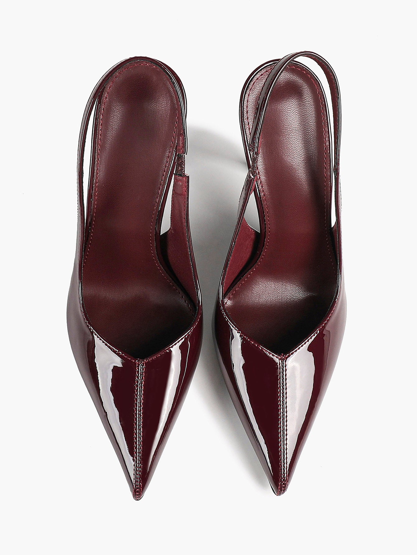 Pointed Toe Slingback Heels Patent Leather Sleek Stilettos Office Formal Event
