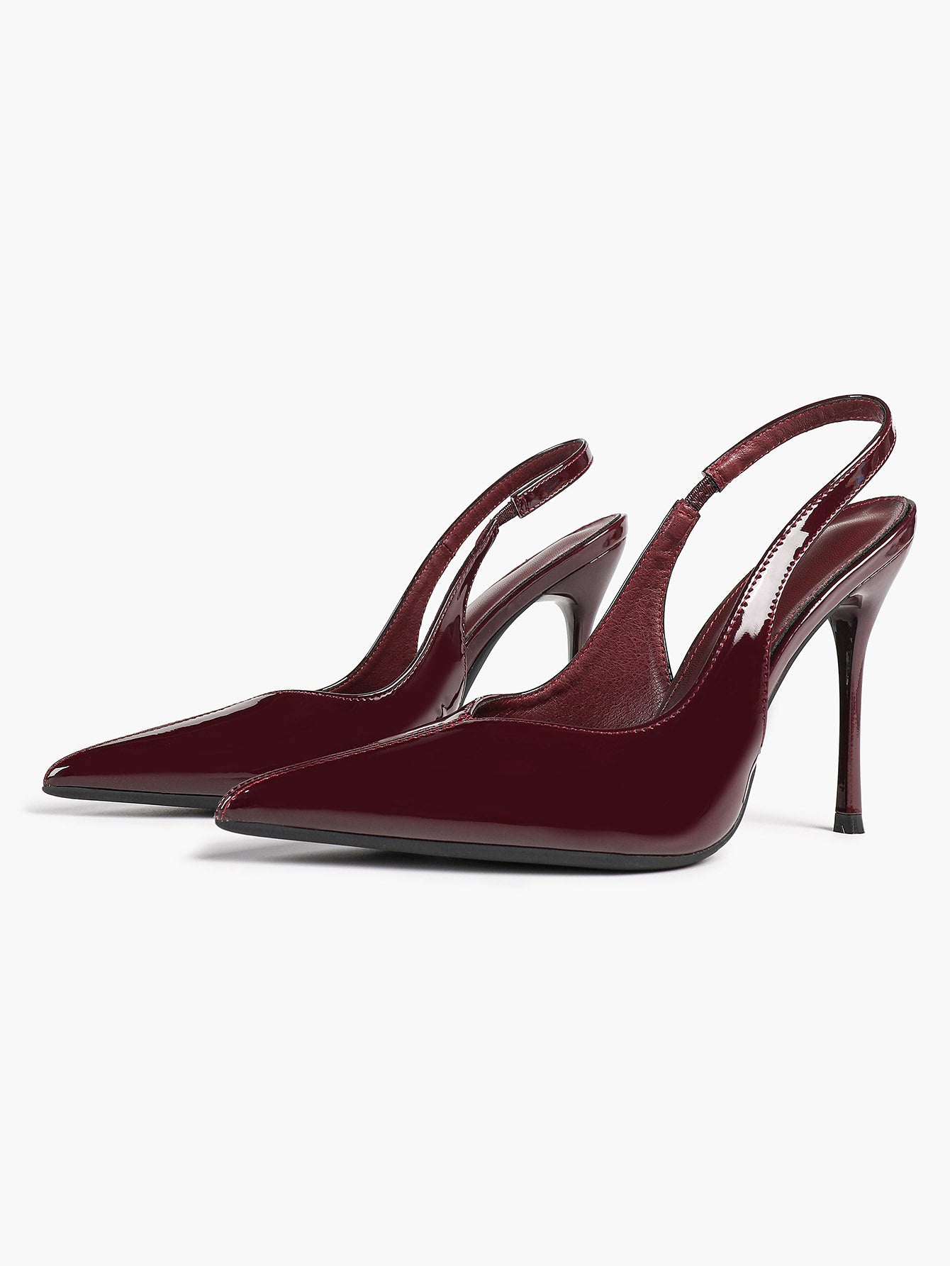 Pointed Toe Slingback Heels Patent Leather Sleek Stilettos Office Formal Event