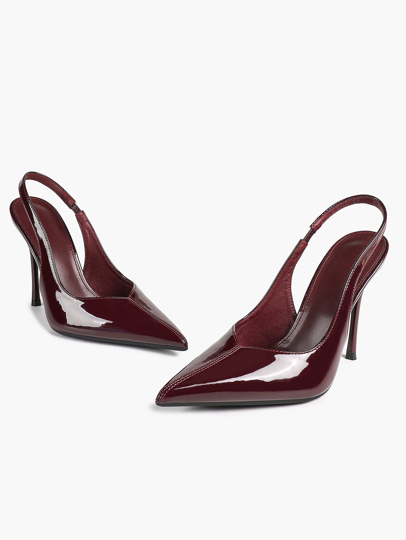 Pointed Toe Slingback Heels Patent Leather Sleek Stilettos Office Formal Event