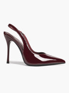 Pointed Toe Slingback Heels Patent Leather Sleek Stilettos Office Formal Event
