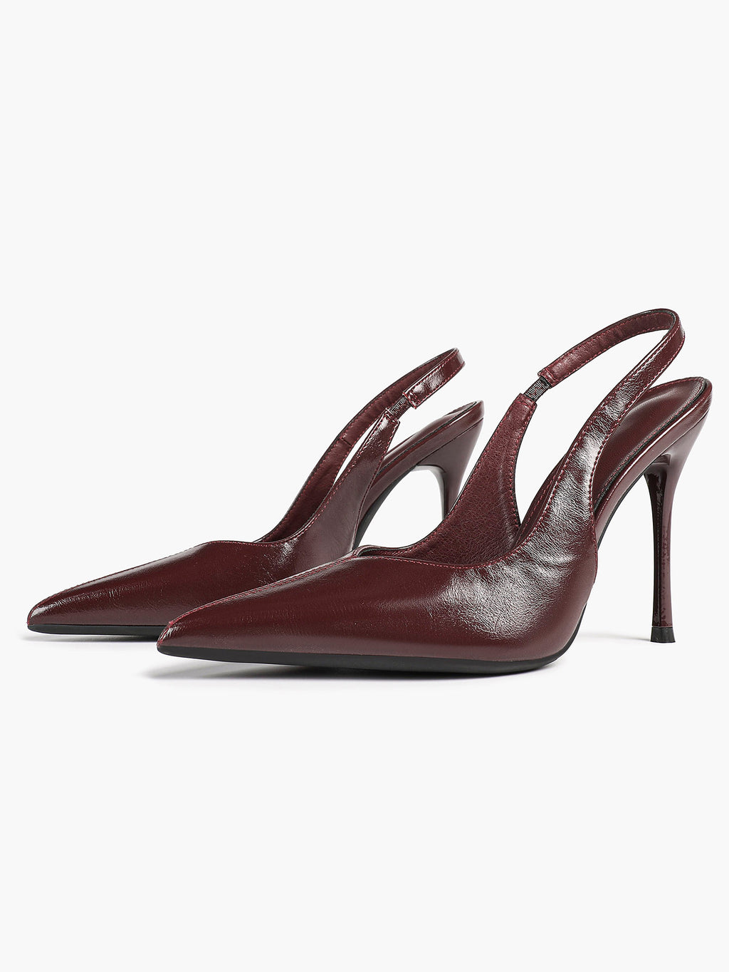 Pointed Toe Slingback Heels Patent Leather Sleek Stilettos Office Formal Event