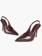 Pointed Toe Slingback Heels Patent Leather Sleek Stilettos Office Formal Event