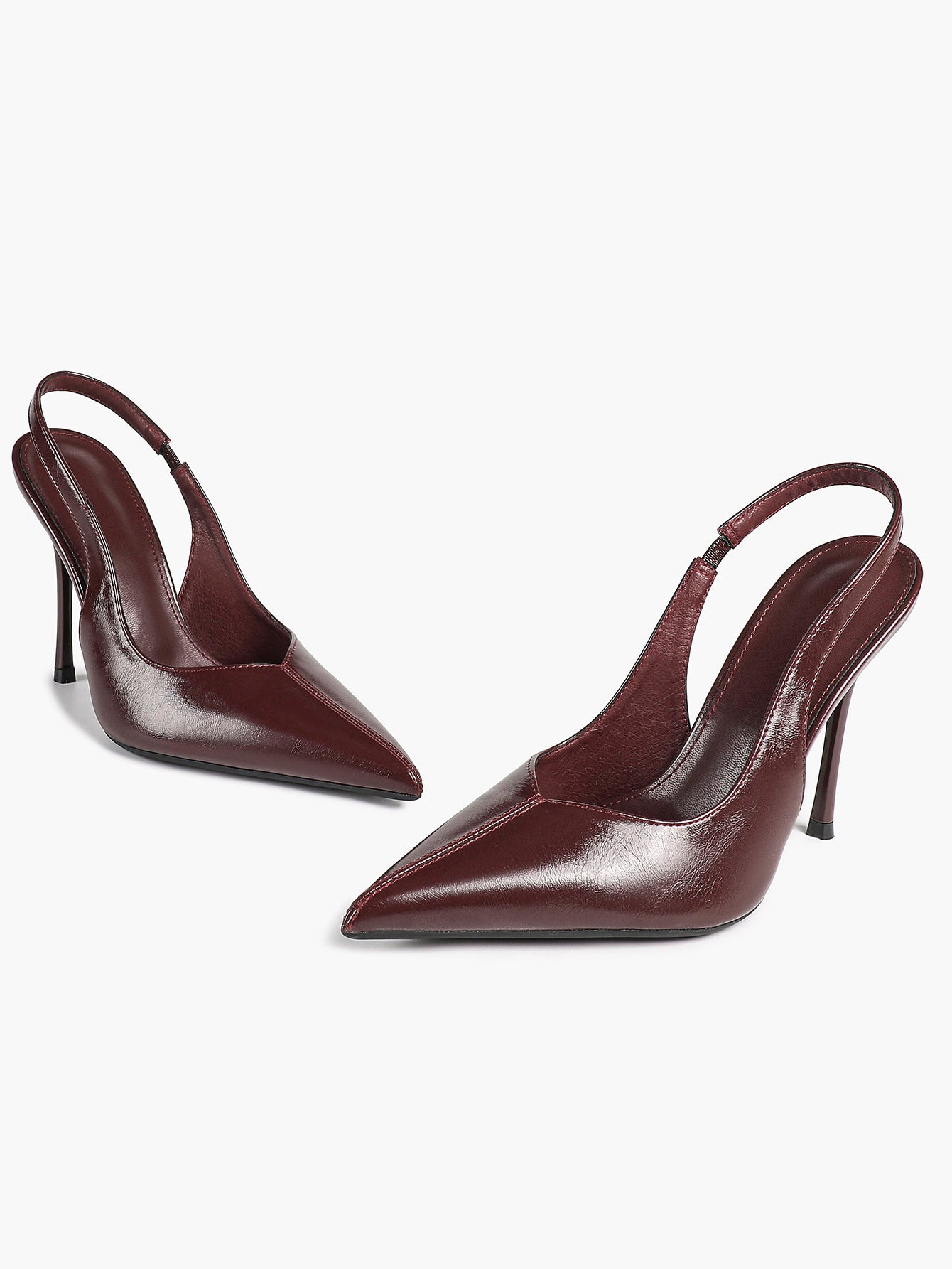 Pointed Toe Slingback Heels Patent Leather Sleek Stilettos Office Formal Event