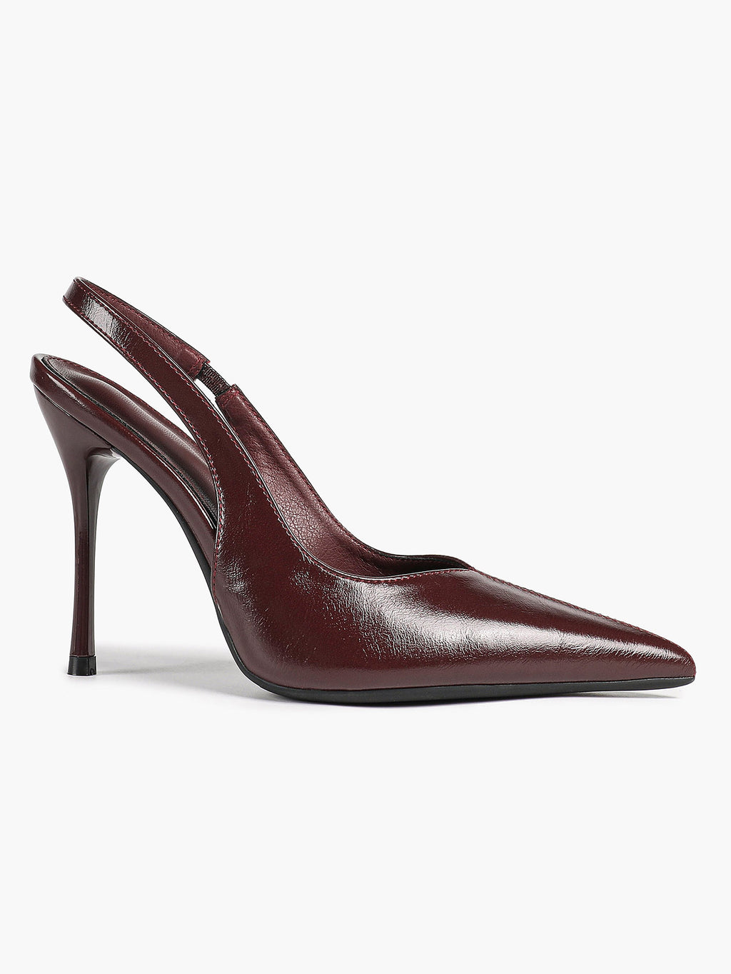 Pointed Toe Slingback Heels Patent Leather Sleek Stilettos Office Formal Event