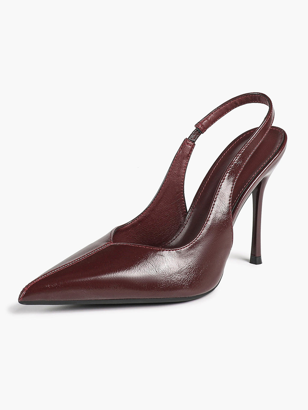 Pointed Toe Slingback Heels Patent Leather Sleek Stilettos Office Formal Event