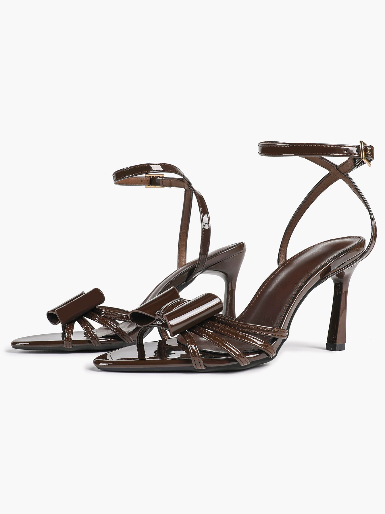 Bow Heeled Sandals Open Toe Stilettos Brunch Date Casual Shoes