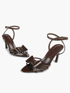Bow Heeled Sandals Open Toe Stilettos Brunch Date Casual Shoes