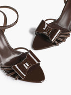 Bow Heeled Sandals Open Toe Stilettos Brunch Date Casual Shoes