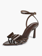 Bow Heeled Sandals Open Toe Stilettos Brunch Date Casual Shoes