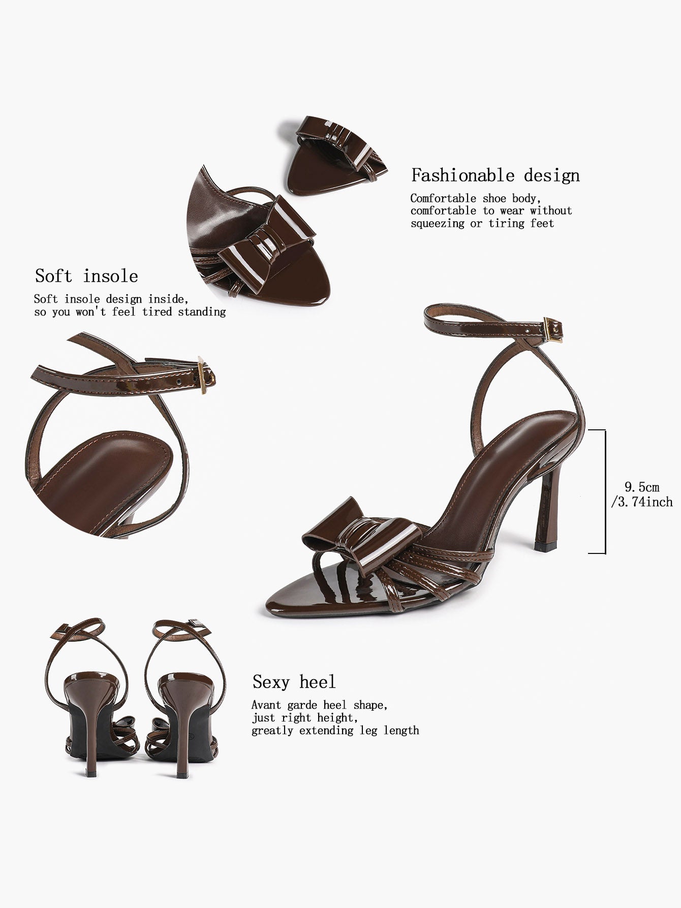 Bow Heeled Sandals Open Toe Stilettos Brunch Date Casual Shoes
