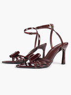 Bow Heeled Sandals Open Toe Stilettos Brunch Date Casual Shoes