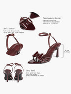 Bow Heeled Sandals Open Toe Stilettos Brunch Date Casual Shoes
