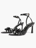 Bow Heeled Sandals Open Toe Stilettos Brunch Date Casual Shoes