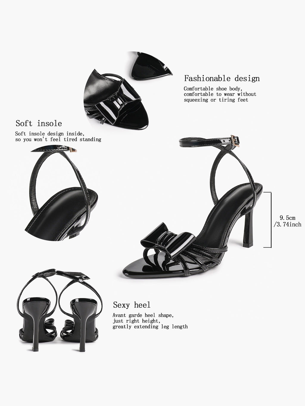 Bow Heeled Sandals Open Toe Stilettos Brunch Date Casual Shoes