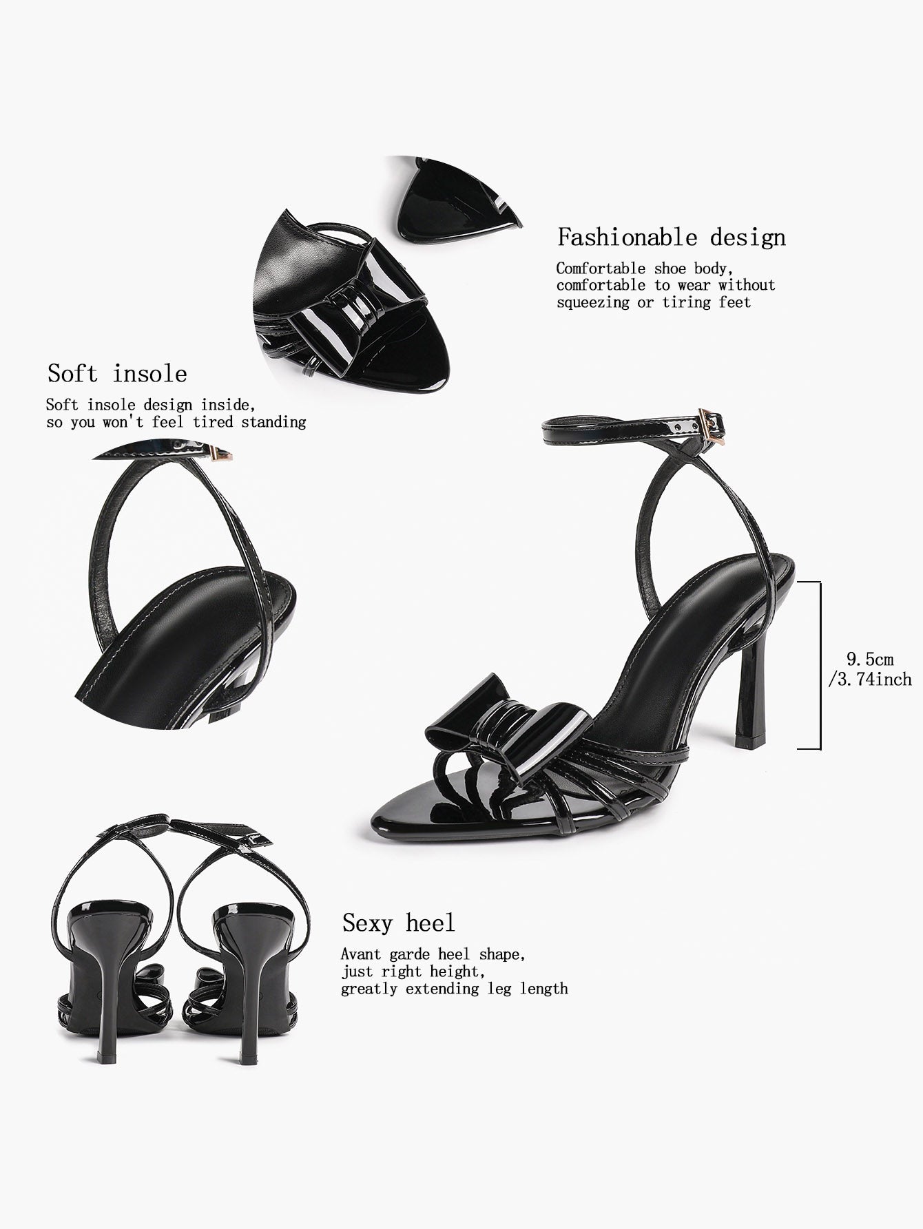 Bow Heeled Sandals Open Toe Stilettos Brunch Date Casual Shoes