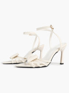 Bow Heeled Sandals Open Toe Stilettos Brunch Date Casual Shoes