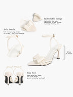 Bow Heeled Sandals Open Toe Stilettos Brunch Date Casual Shoes