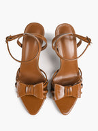 Bow Heeled Sandals Open Toe Stilettos Brunch Date Casual Shoes