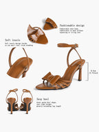 Bow Heeled Sandals Open Toe Stilettos Brunch Date Casual Shoes