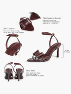 Bow Heeled Sandals Open Toe Stilettos Brunch Date Casual Shoes