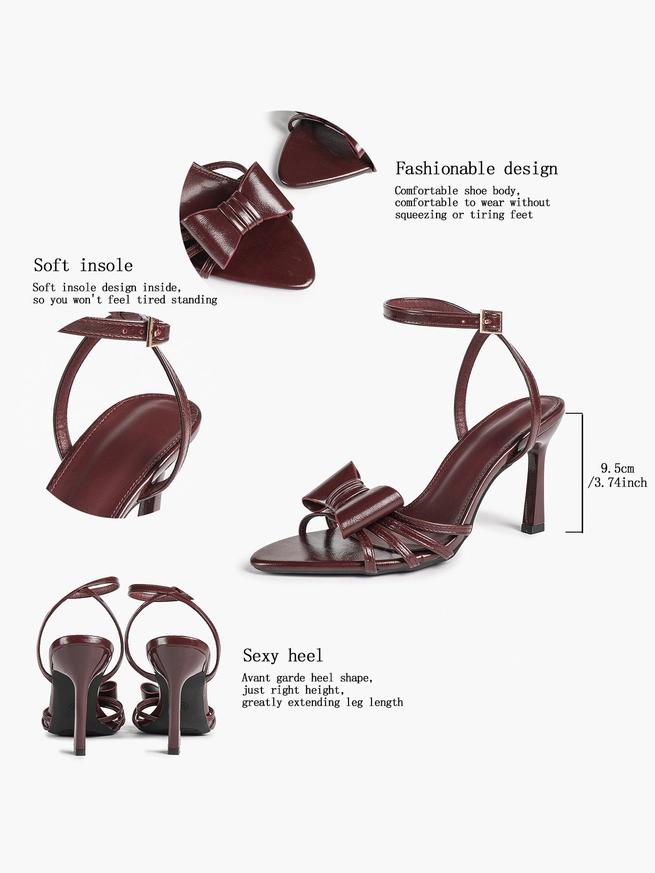 Bow Heeled Sandals Open Toe Stilettos Brunch Date Casual Shoes