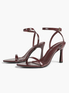 Patent Leather Two-Strap Heeled Sandals Stilettos Casual Party Graduation