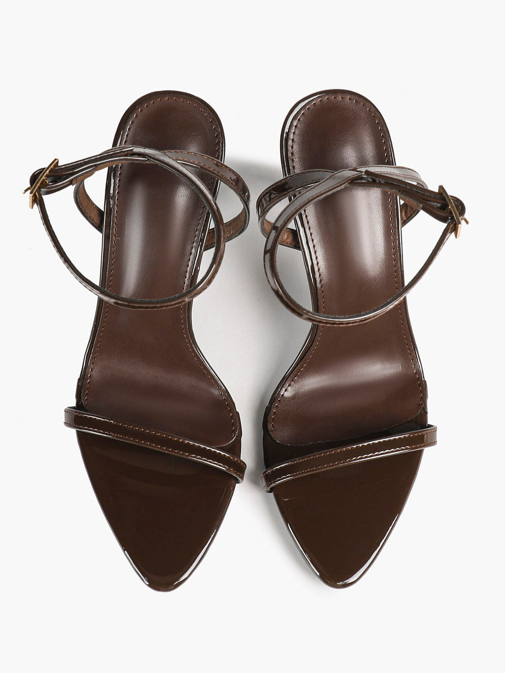 Patent Leather Two-Strap Heeled Sandals Stilettos Casual Party Graduation