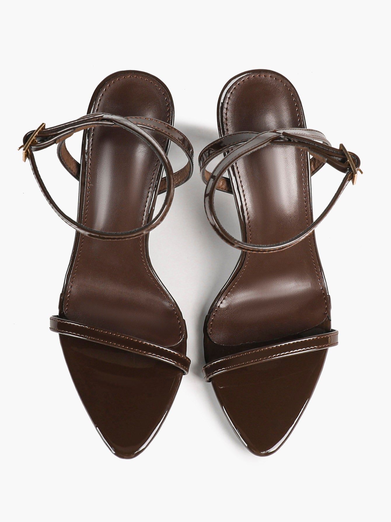 Patent Leather Two-Strap Heeled Sandals Stilettos Casual Party Graduation