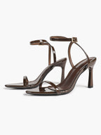 Patent Leather Two-Strap Heeled Sandals Stilettos Casual Party Graduation