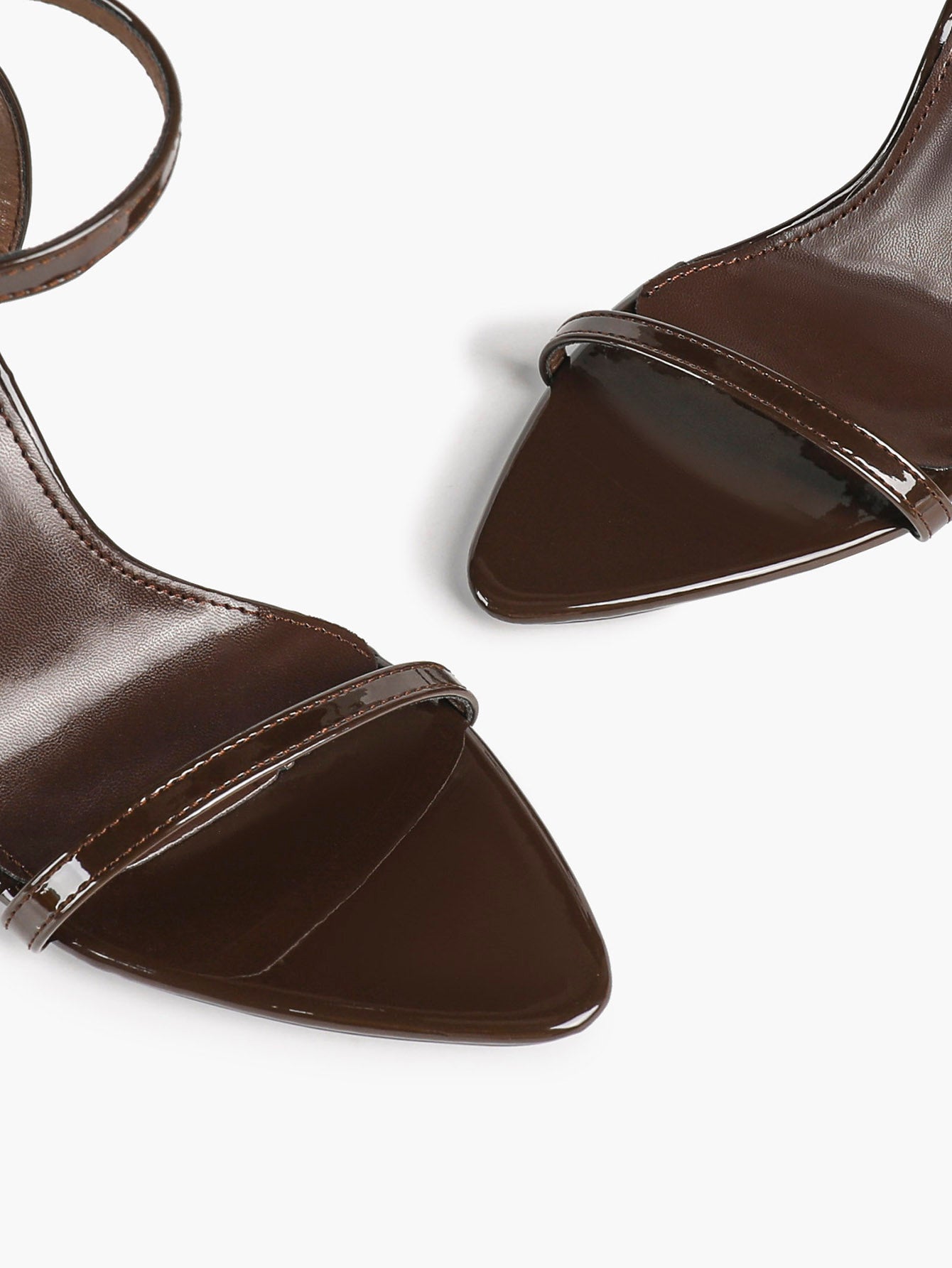 Patent Leather Two-Strap Heeled Sandals Stilettos Casual Party Graduation
