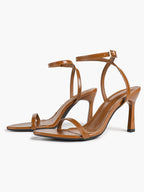 Patent Leather Two-Strap Heeled Sandals Stilettos Casual Party Graduation