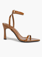 Patent Leather Two-Strap Heeled Sandals Stilettos Casual Party Graduation
