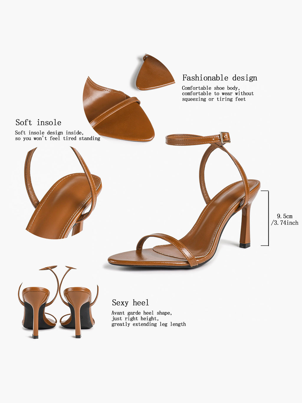 Patent Leather Two-Strap Heeled Sandals Stilettos Casual Party Graduation